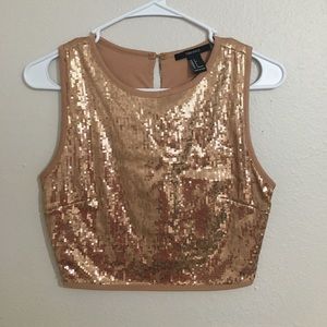 Forever 21  golden sequin crop top